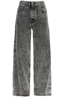 mm6 maison margiela wrinkled effect jeans