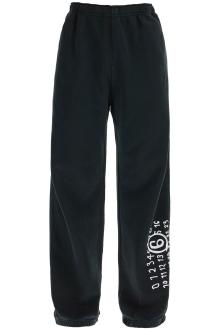 mm6 maison margiela numeric print joggers with seven