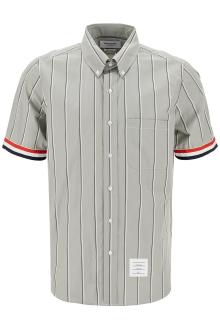 thom browne striped short-sleeved shirt