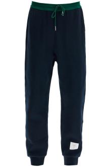 thom browne color block fleece joggers for men