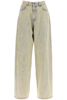 giuseppe di morabito wide leg jeans with rhinestones