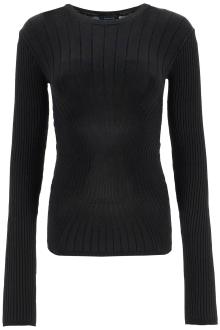 mugler ribbed knit top with long sleeves