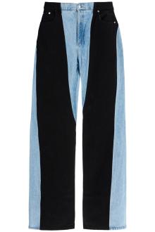 mugler two-tone denim jeans