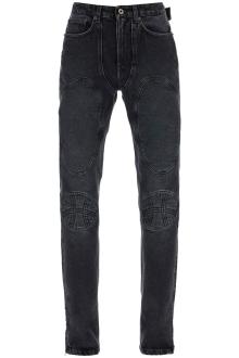 jean paul gaultier jeans with padded inlays and lace-up