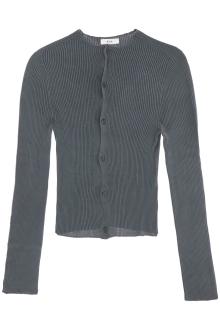 rier fitted ribbed silk cardigan with