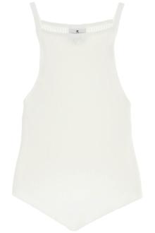 courreges &#039;ribbed knit tank top with pointed hem