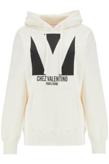 valentino garavani ivory cotton hoodie with large logo