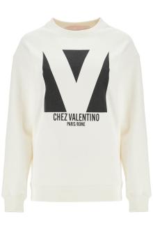 valentino garavani ivory cotton sweatshirt with bold stylized logo