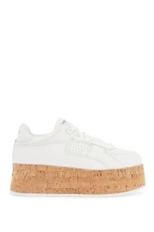 valentino garavani sneaker with cork sole and white leather perforated details