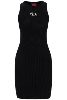 diesel black ribbed viscose dress with wide neckline