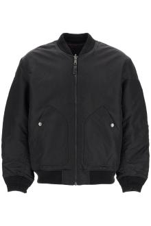 diesel classic black nylon bomber jacket with zip and side pockets