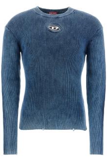 diesel blue peacoat vertical ribbed cotton sweater