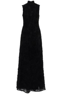 rotate black maxi dress in recycled polyester floral mesh