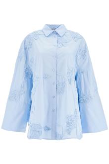 rotate light blue cotton shirt with embossed floral pattern