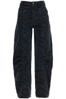 rotate animal print barrel jeans