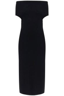 toteme elegant black long viscose knit dress