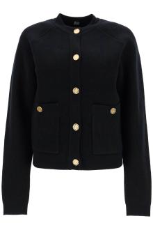 toteme black rws wool cardigan with golden buttons