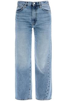 toteme worn blue organic cotton jeans with twisted seams