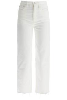 toteme off-white organic cotton jeans with frayed hem