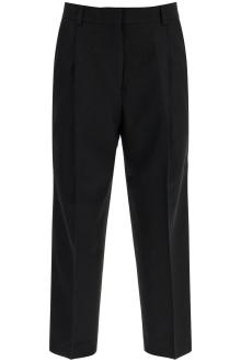 toteme black recycled wool wide leg trousers