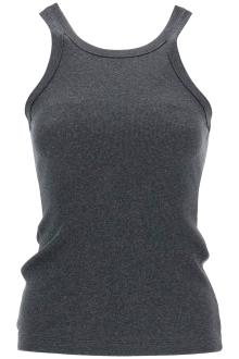 toteme organic cotton ribbed tank top charcoal melange with wide straps