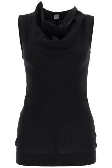 toteme black wool cowl neck top