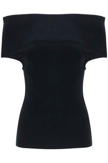 toteme off-shoulder double-knit top in black viscose