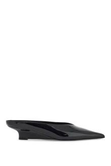 toteme black patent leather wedge mules with pointed toe