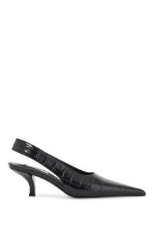 toteme black calfskin crocodile effect slingback pump