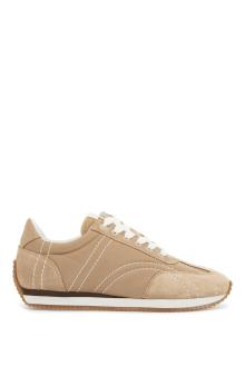 toteme sneakers in recycled polyamide sand with suede finish