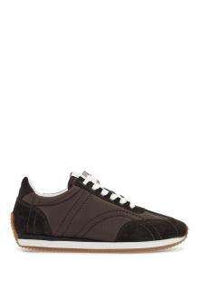 toteme dark brown suede sneakers with recycled materials and non-slip sole