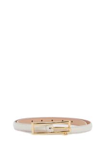 alessandra rich slim white leather belt with logo charm 1.5cm