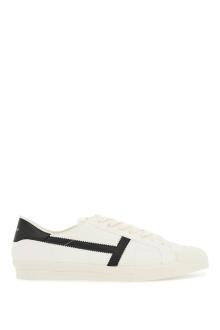 tom ford white low top leather sneakers with velcro