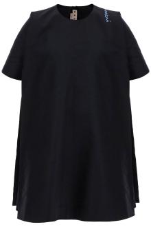 marni loose dress with wide neckline black cotton short sleeve