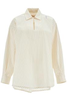 marni ivory striped cotton top with embroidered logo