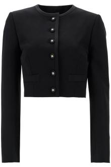 dolce &amp; gabbana black wool blazer with logo buttons