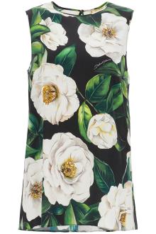 dolce &amp; gabbana black floral silk top