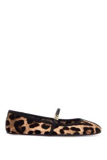 dolce &amp; gabbana multicolor ballerinas in cotton and viscose with leopard print