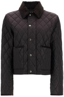 burberry black quilted nylon cropped jacket with high collar