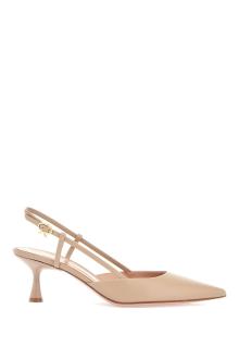 gianvito rossi sandy calfskin pumps with open-back and hook-and-loop closure