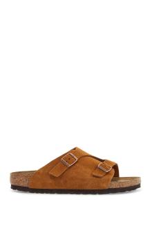 birkenstock mink suede slippers with two adjustable straps