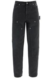 golden goose painter pants in black cotton destroyed effect journey