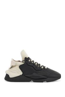 y-3 black fabric and leather kaiwa sneakers for men