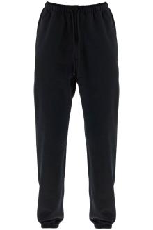 y-3 wide leg high waist black cotton pants with adjustable drawstring