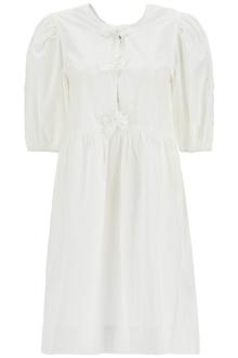 ganni organic cotton tie string mini dress