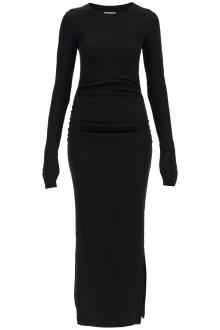 ganni long ribbed jersey dress with nine words