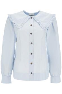 ganni poplin shirt with oversized collar