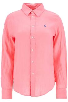 polo ralph lauren slim fit fuchsia linen shirt