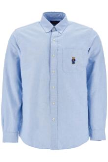 polo ralph lauren light blue cotton shirt with embroidered pocket