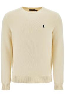 polo ralph lauren cream cotton sweater with embroidered logo